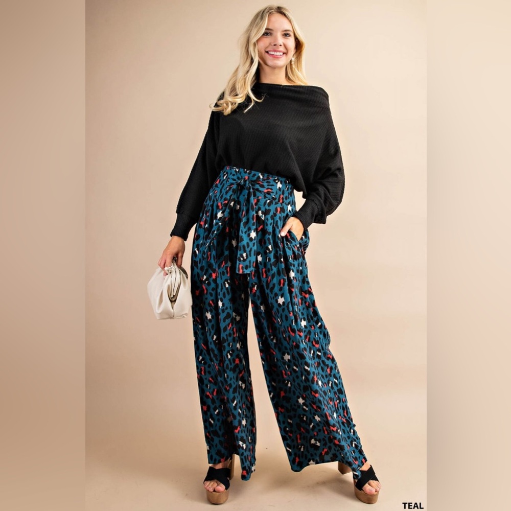 NWOT Kori America Wide Leg Wrap Front Trouser Pants Size Large Terra Cotta